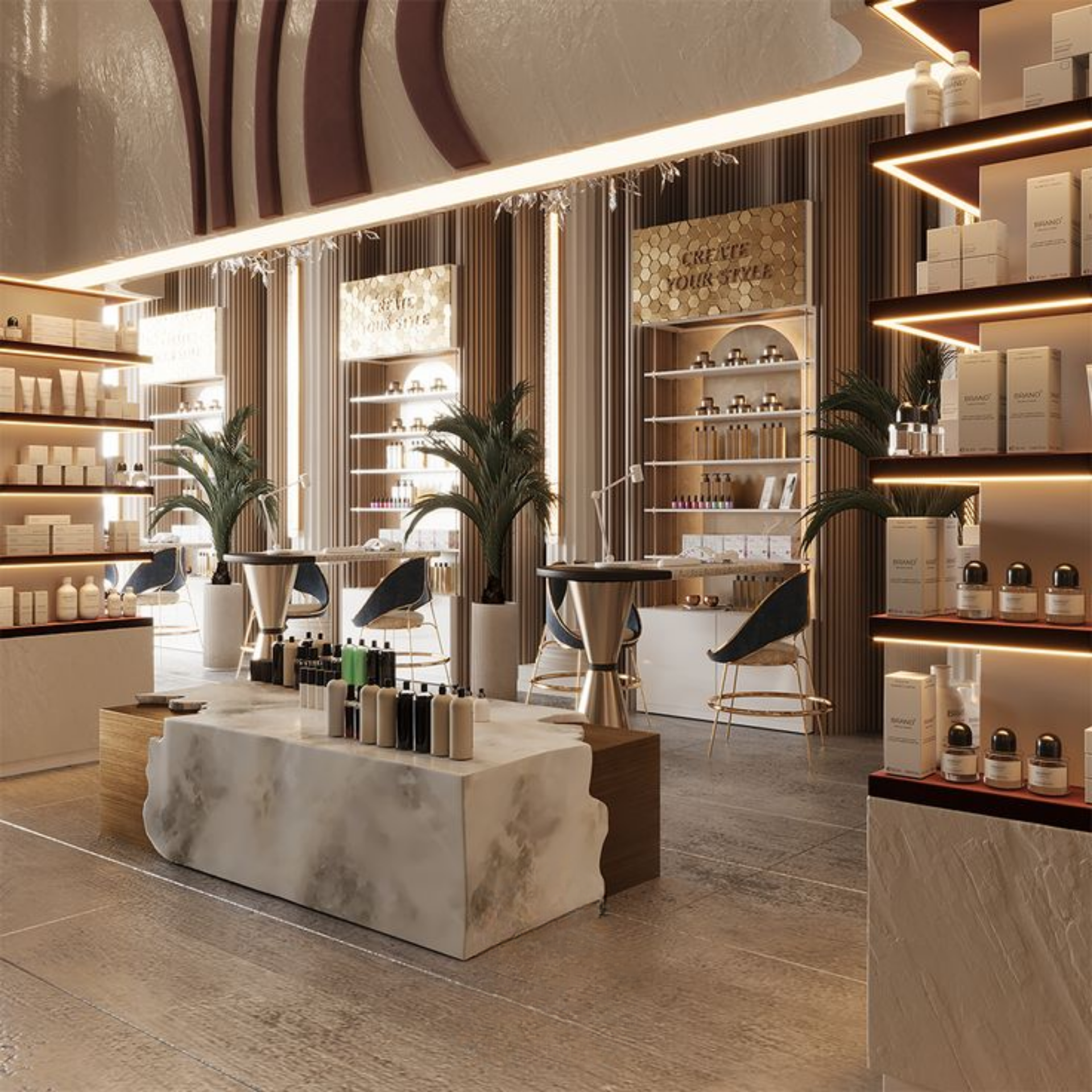 Mẫu thiết kế shop mỹ phẩm mộc mạc - ấm cúng - thư giãn