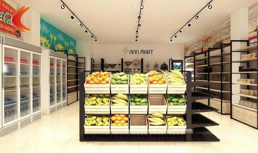 Mẫu thiết kế siêu thị trái cây tiện lợi tích hợp nhiều phân khu tiện lợi