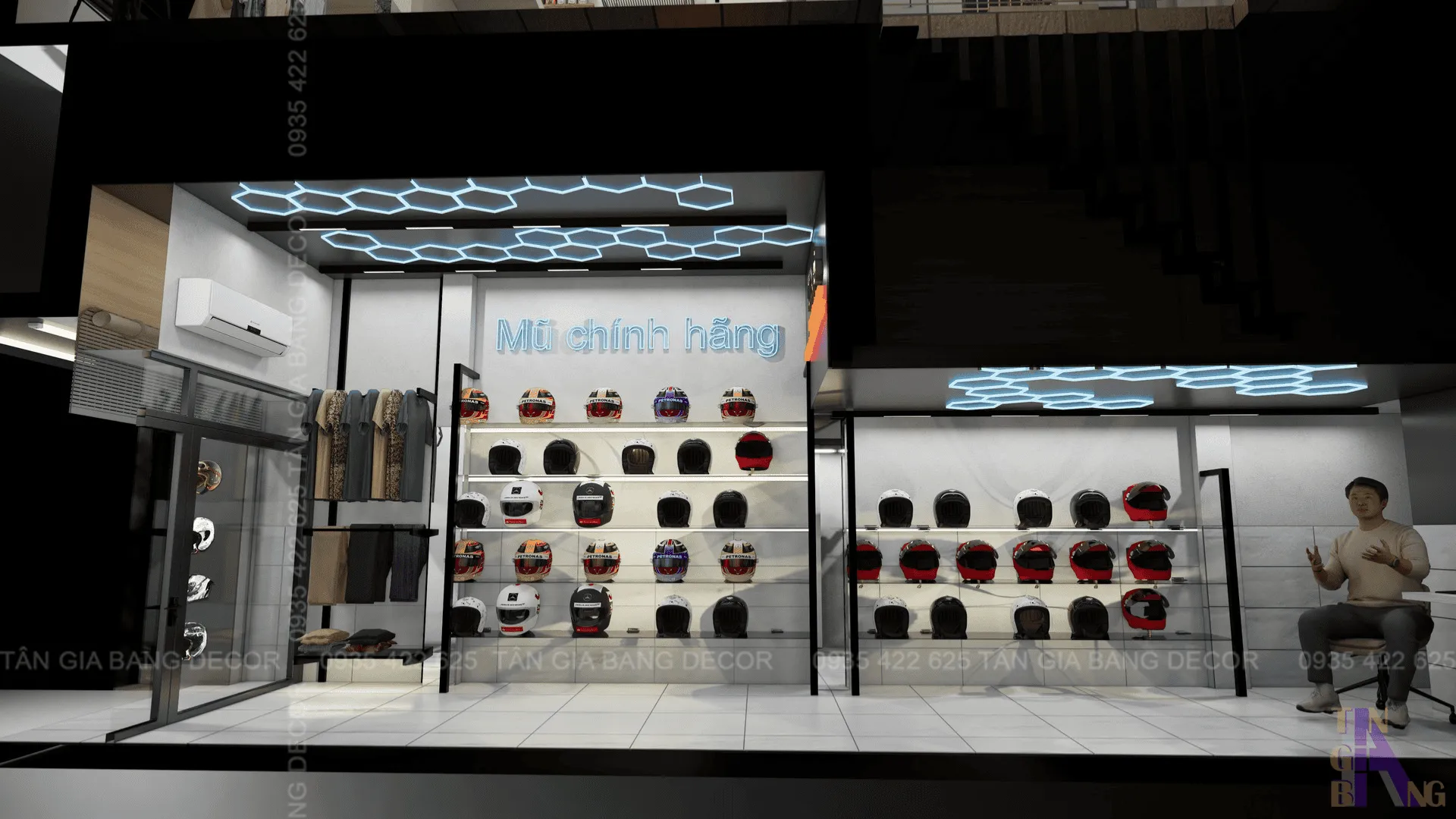 thiết kế shop nón bảo hiểm tas
