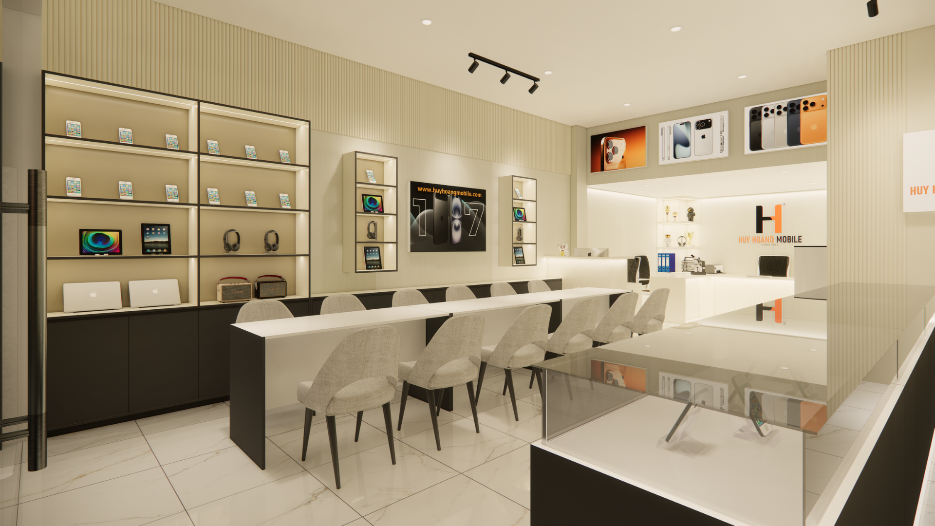 THIẾT KẾ SHOP ĐIỆN THOẠI HUY HOÀNG CHI NHÁNH 2