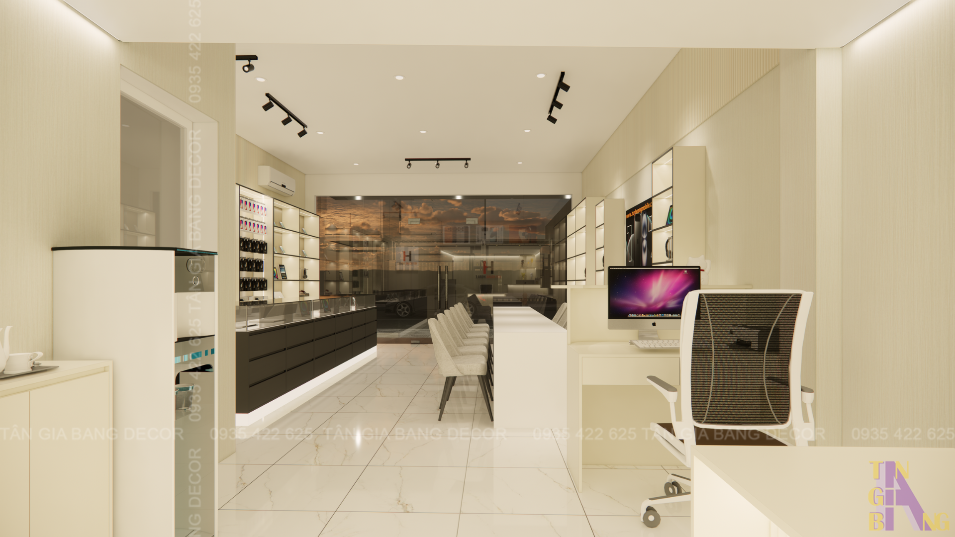 Shop điện thoại Huy Hoàng từ trong nhìn ra